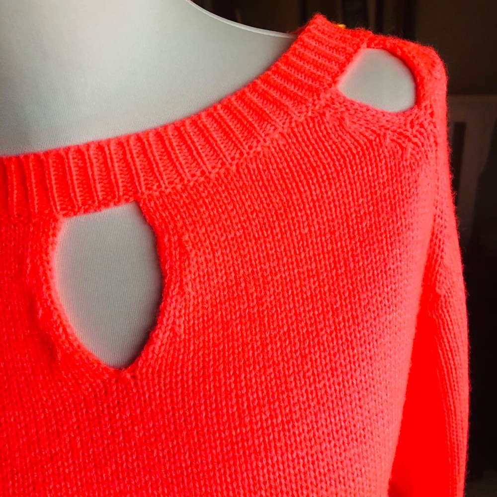 Bright melon Valentine’s Day sweater
